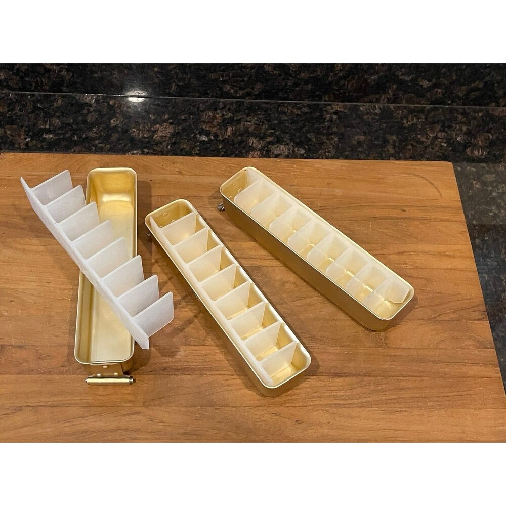 3 Aluminum Metal Gold  Colored Ice Cube Trays